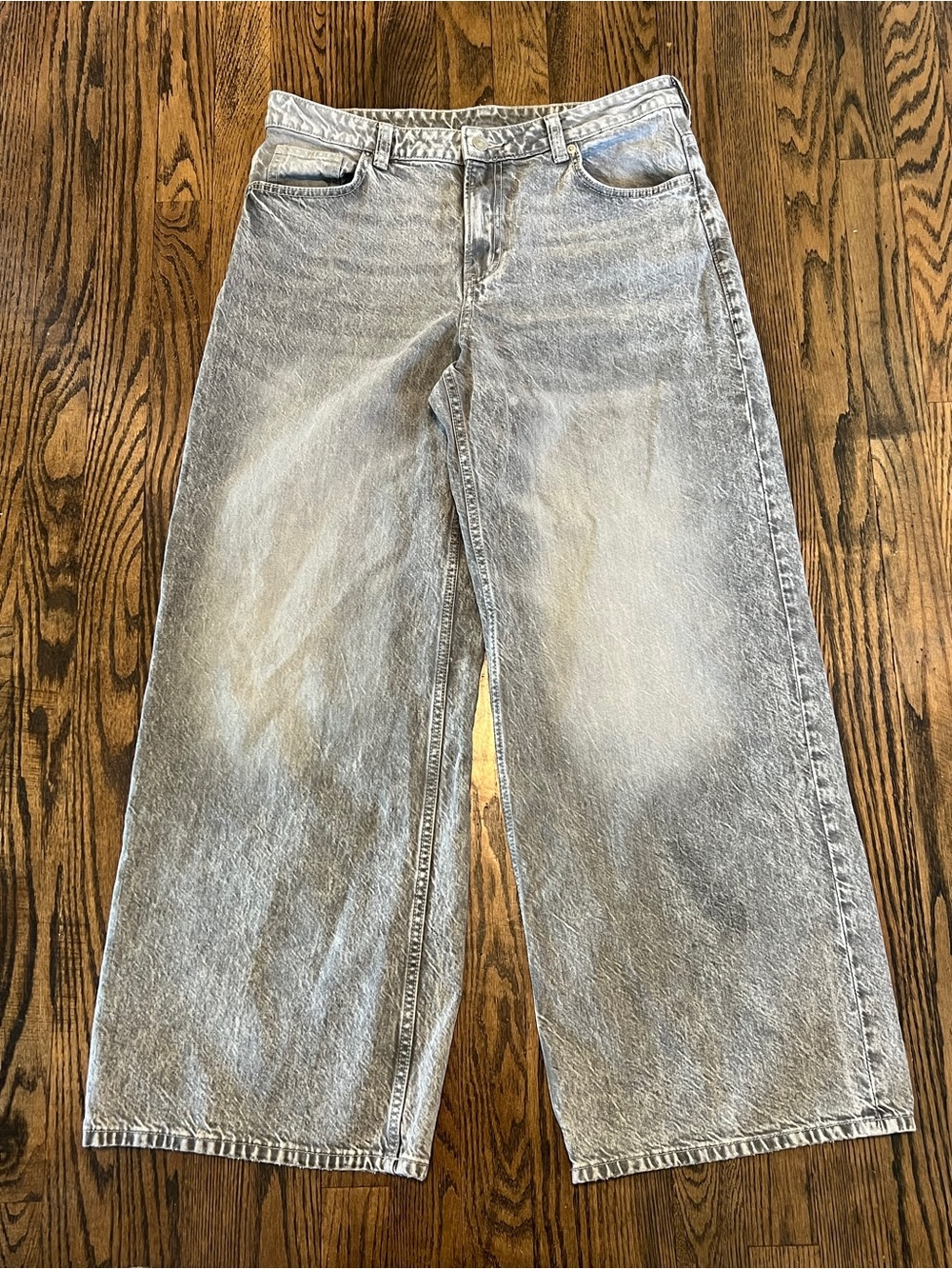 Divided Light Gray Wash Denim Jeans - Silver Button Detail